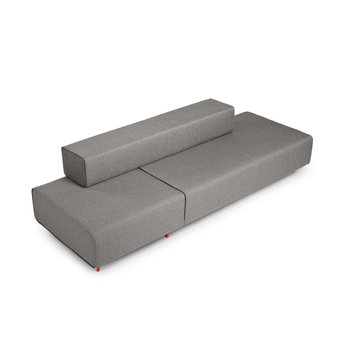 Modern gray fabric chaise lounge on a white background. (Gray-Gray)