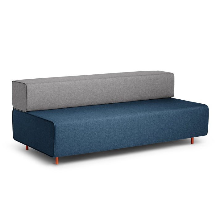 Modern two-tone sofa with blue upholstery and gray back cushion on white background. (Dark Blue-Gray)