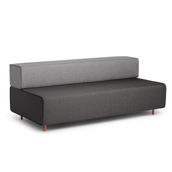 Modern gray fabric sofa with wooden legs on a white background (Dark Gray-Gray)