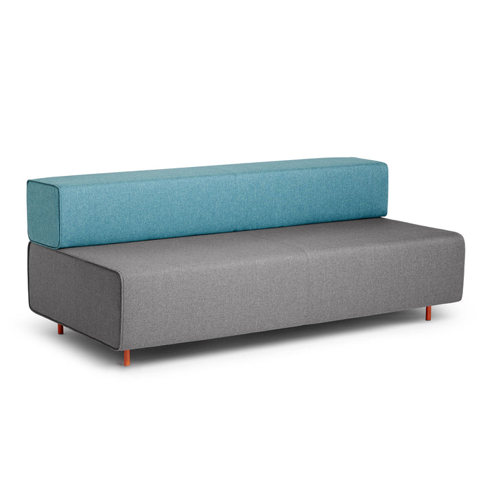 Modern two-tone sectional sofa with blue and gray upholstery on white background. (Gray-Blue)