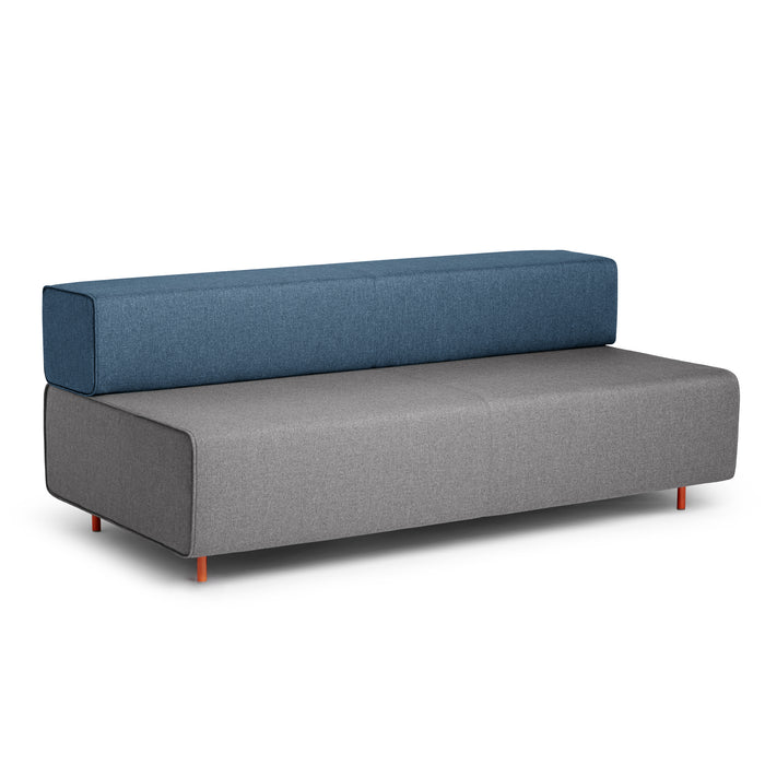 Modern two-tone sectional sofa with blue and gray upholstery on a white background. (Gray-Dark Blue)