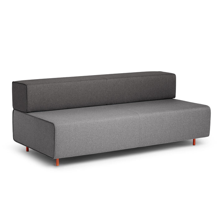 Modern gray fabric sofa with wooden legs on a white background. (Gray-Dark Gray)