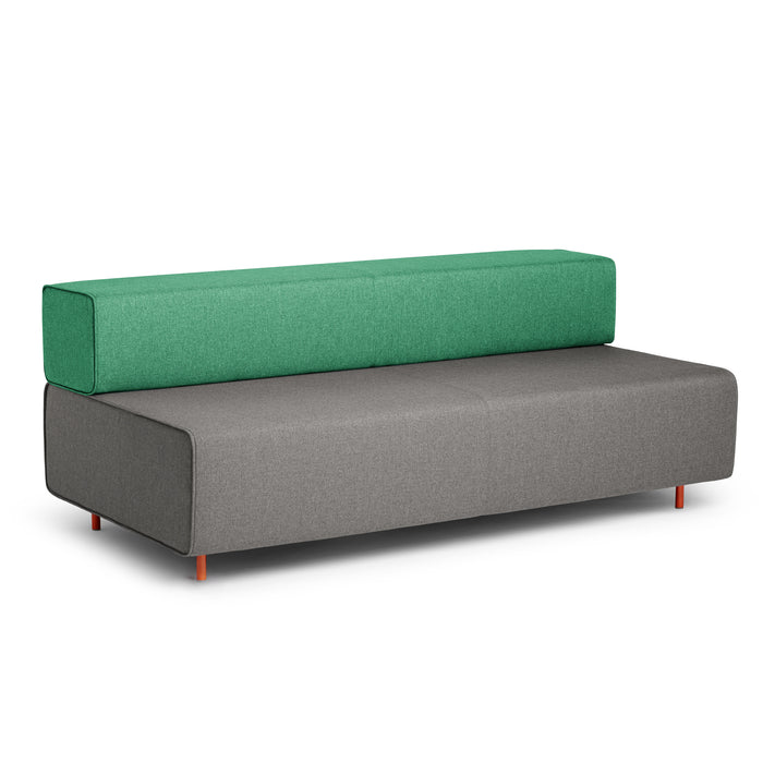 Modern two-tone sofa with gray seat and green back cushion on white background. (Gray-Grass)