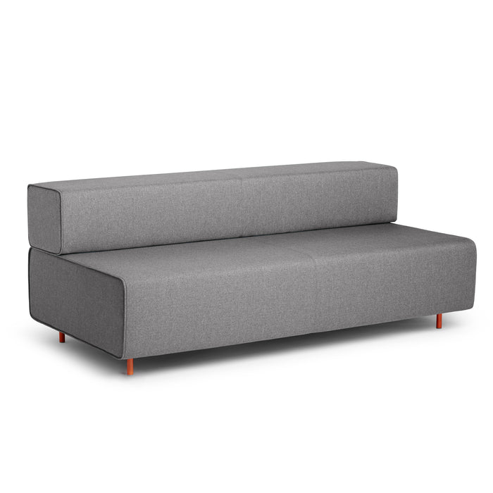 Modern gray fabric sofa with wooden legs isolated on white background. (Gray-Gray)