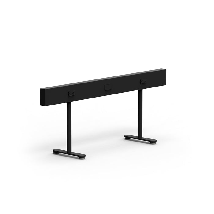 Black modern standing desk with adjustable height on a white background. (Black-60&quot;)