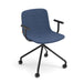 Blue modern office chair with armrests on white background. (Dark Blue)