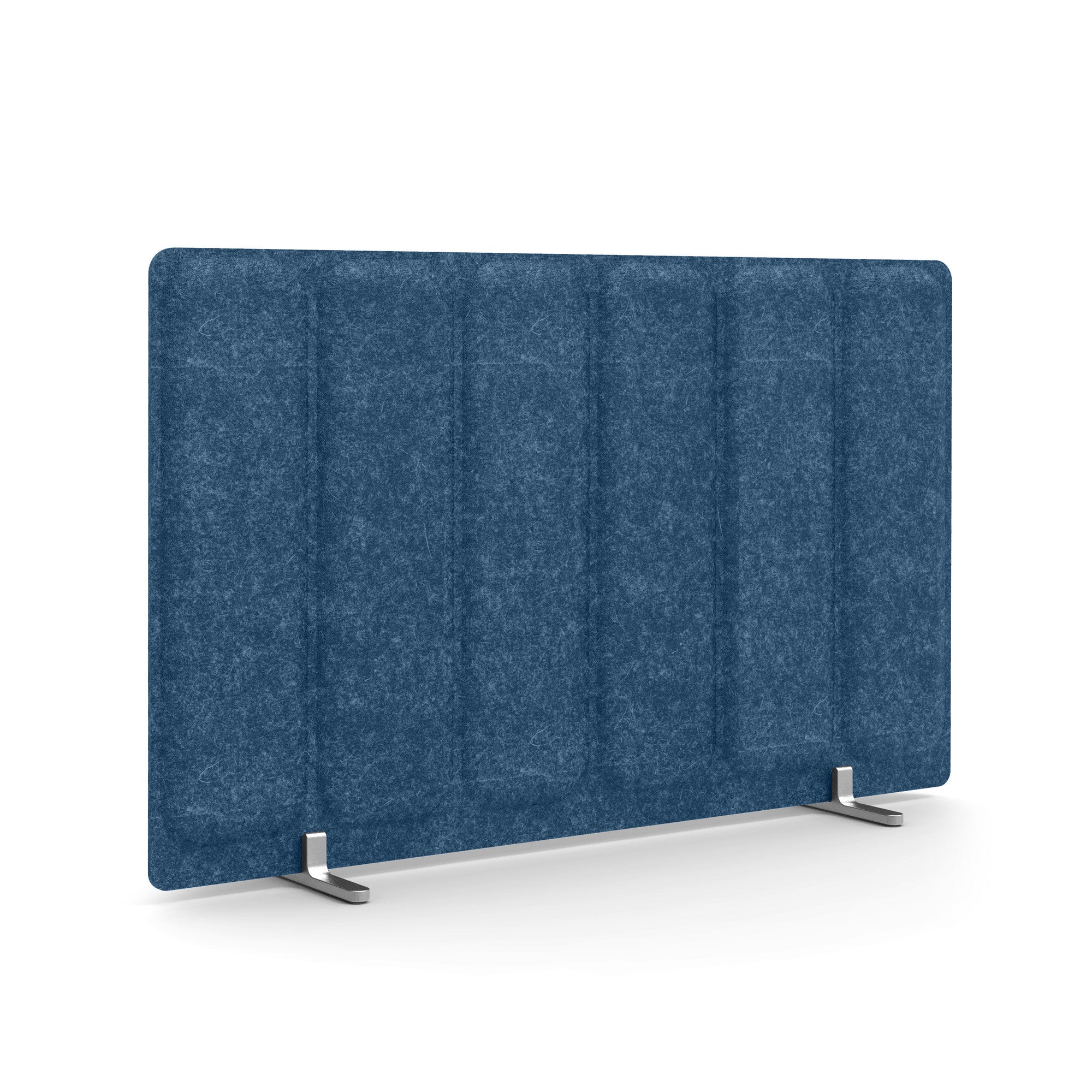 Blue fabric office partition standing on a white background. (Dark Blue-28")