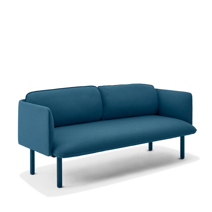 Modern blue fabric sofa with metal legs on white background (Dark Blue)
