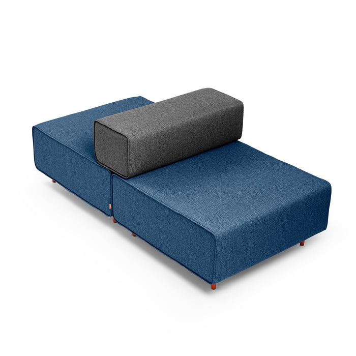 Blue modular sofa with grey cushion on white background (Dark Blue-Dark Gray)