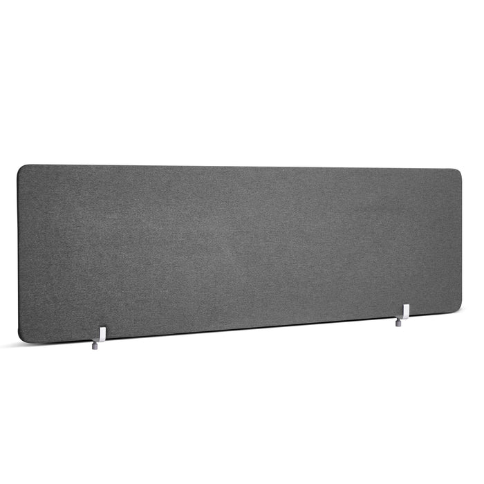 Gray office desk mounted privacy panel with metal stands. (Dark Gray-55&quot;)