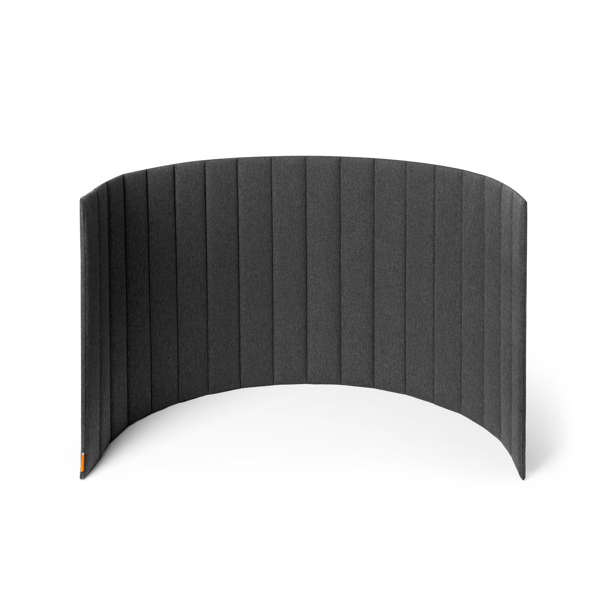 Gray acoustic desk divider on white background 