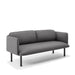 Modern grey fabric sofa with clean lines and metal legs on white background. (Gray)