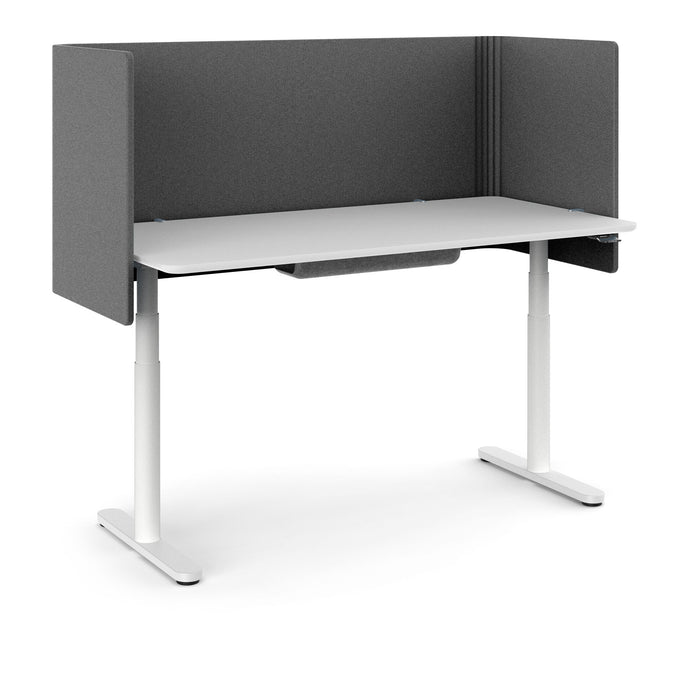 "Modern white office desk with gray privacy panels on a white background" (Dark Gray-60&quot;)