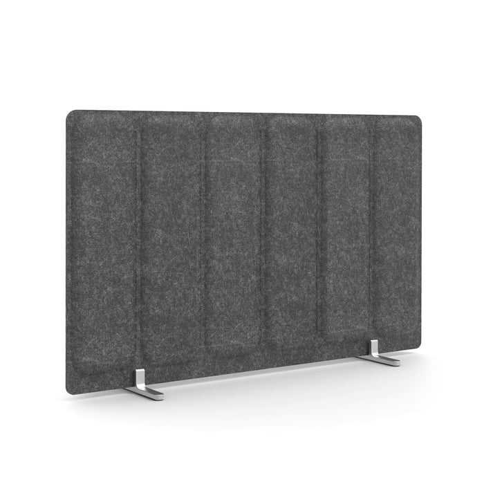 Freestanding gray office partition with acoustic fabric and metal feet on white background. (Dark Gray-28&quot;)