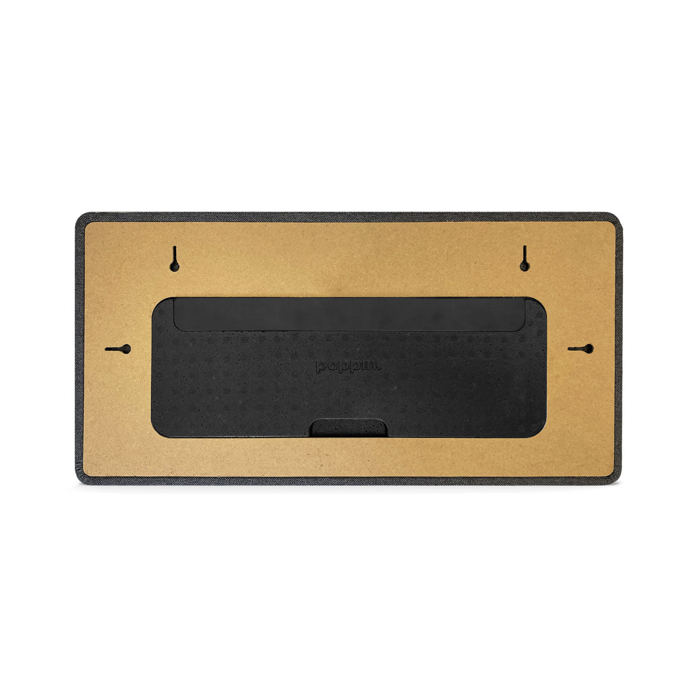 Non-slip black yoga mat with natural cork layer and carrying strap 