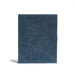 Blue hardcover book standing upright on white background 