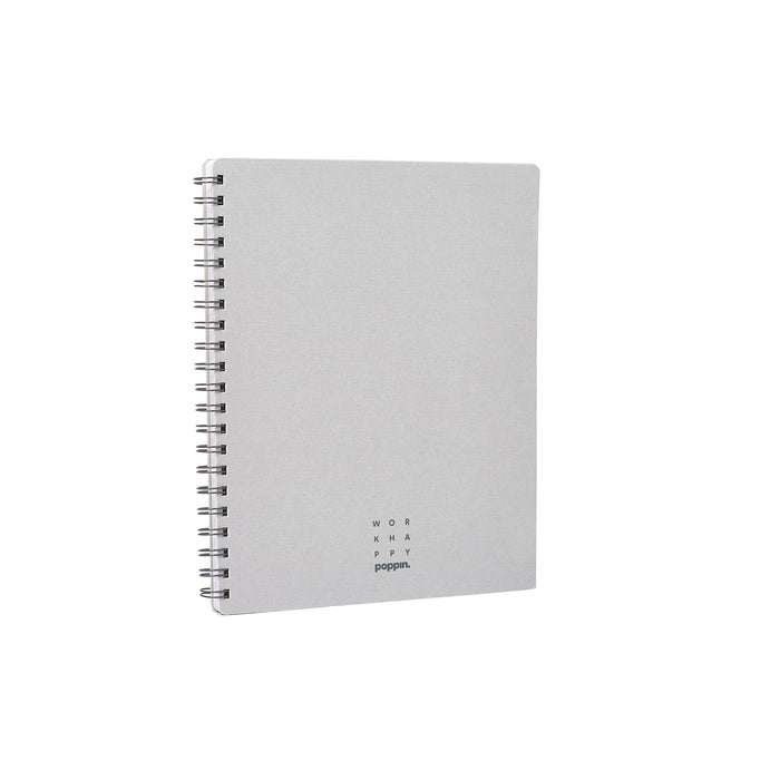 Gray spiral-bound notebook on a white background. (Light Gray)