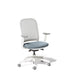 Ergonomic office chair with white backrest and blue cushion on white background (Dorset Sea-White)