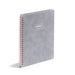 Gray spiral notebook with Poppin logo on a white background (Dove Gray)