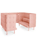 Pink tufted corner sofa on a white background. (Blush-Blush)