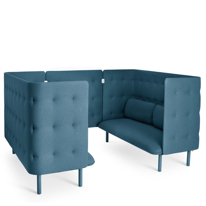 Blue tufted corner sofa isolated on white background (Dark Blue-Dark Blue)
