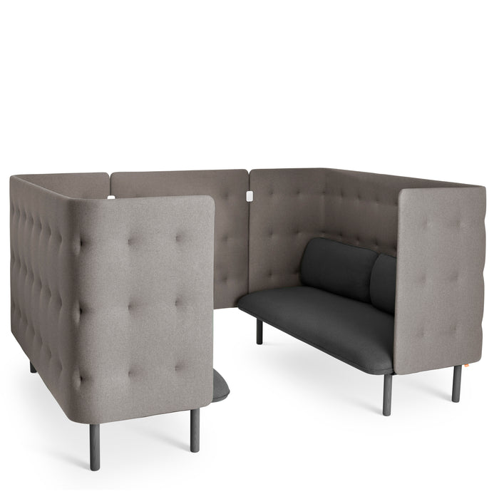 L-shaped gray tufted corner sofa isolated on white background. (Dark Gray-Gray)