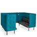 Blue corner office booth seating with tufted upholstery and gray cushions (Dark Gray-Teal)