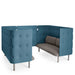 Blue modern tufted office booths with privacy panels and gray cushions. (Gray-Dark Blue)