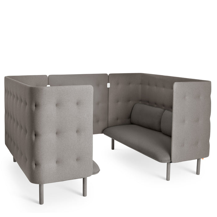Modern gray tufted corner sofa isolated on white background. (Gray-Gray)