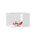 Modern office cubicle with white partitions and red chairs on white background. (White-Semi-Private-White Panel)