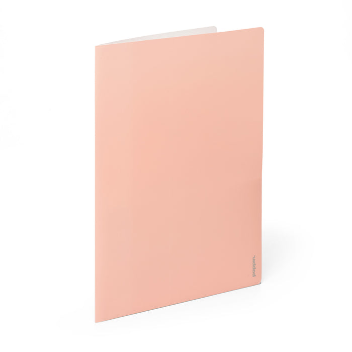 Blank peach-colored folder standing against a white background (Blush)