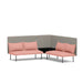 Modern corner booth style seating in pink and gray on white background. (Blush-Gray)
