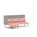 Modern two-seater sofa with peach cushions and grey backrest on a white background (Blush-Gray)