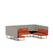 Modern modular office couch in two-tone gray and orange upholstery on a white background. (Brick-Gray)