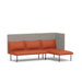 Modern L-shaped sofa with orange cushions and grey backrest on a white background. (Brick-Gray)