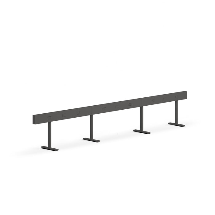 Modern black outdoor bench with metal legs on a white background. (Charcoal-150&quot;)
