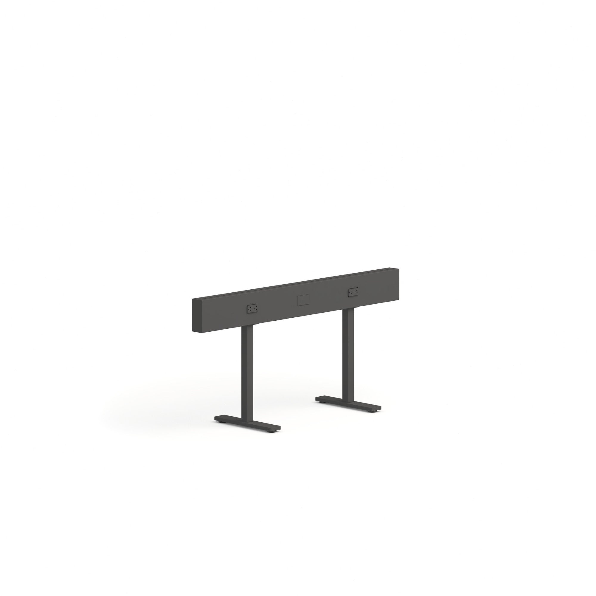 Modern black dual monitor stand isolated on a white background. (Charcoal-50")