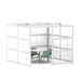 Modern white office cubicle with green chairs on a white background. (White-Private-White Glass)