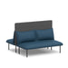 Modern blue two-seater sofa with grey backrest and black metal legs on a white background. (Dark Blue-Dark Gray)