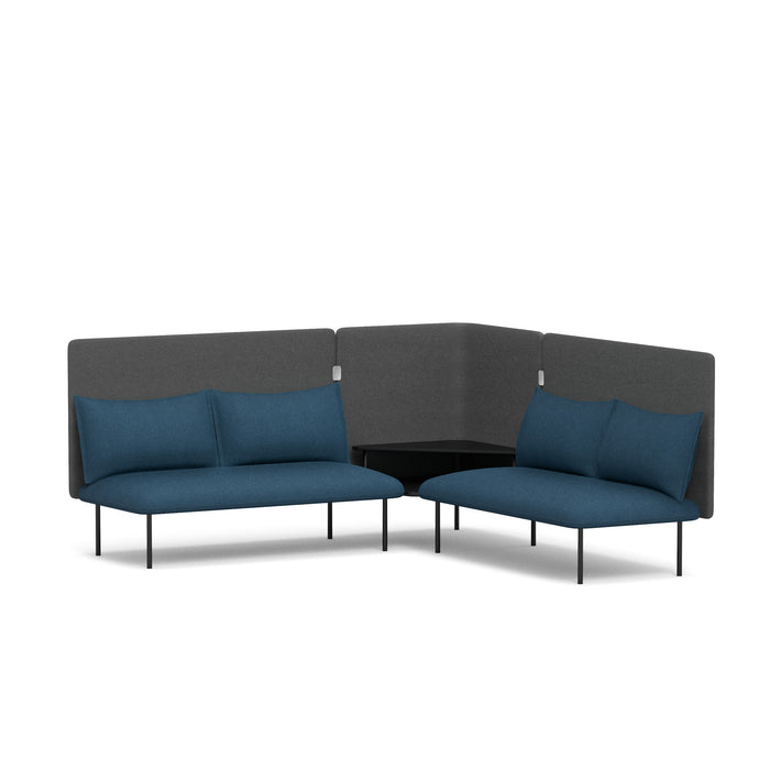 Modern blue and gray sectional corner sofa on a white background. (Dark Blue-Dark Gray)