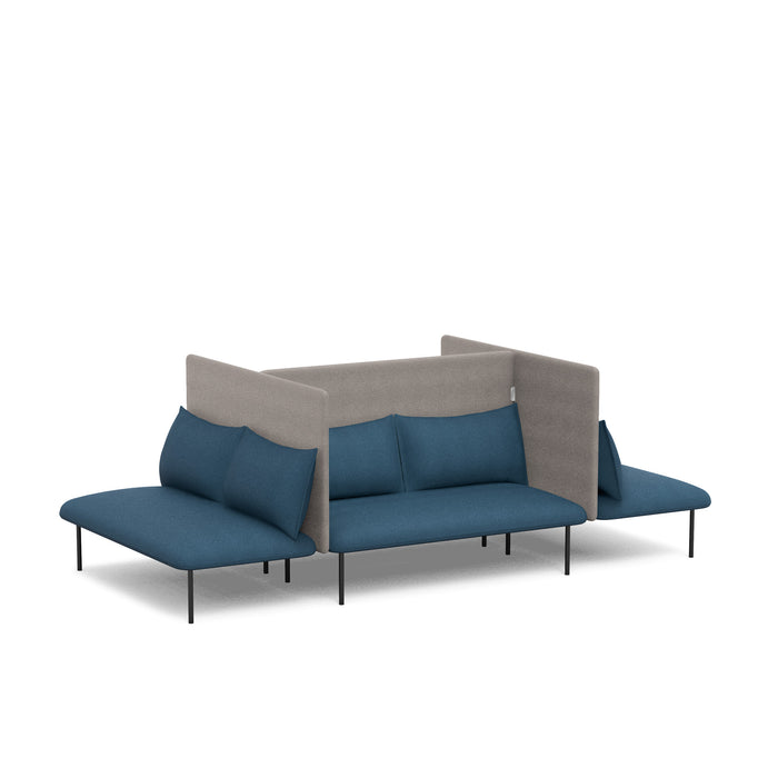 Modern blue and grey sectional sofa on a white background. (Dark Blue-Gray)