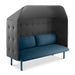 Modern gray privacy sofa with blue cushions on white background (Dark Blue-Dark Gray)