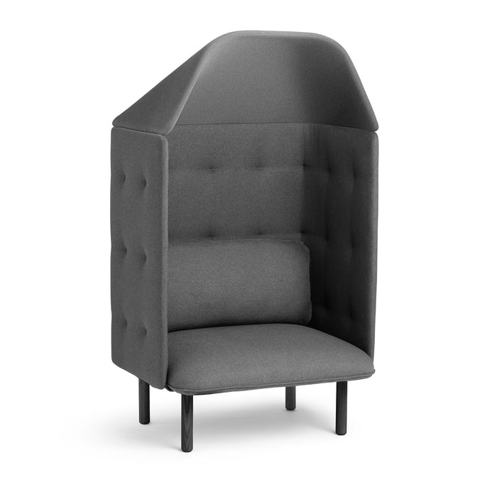 Gray high-back privacy chair with tufted upholstery on white background. (Dark Gray-Dark Gray)