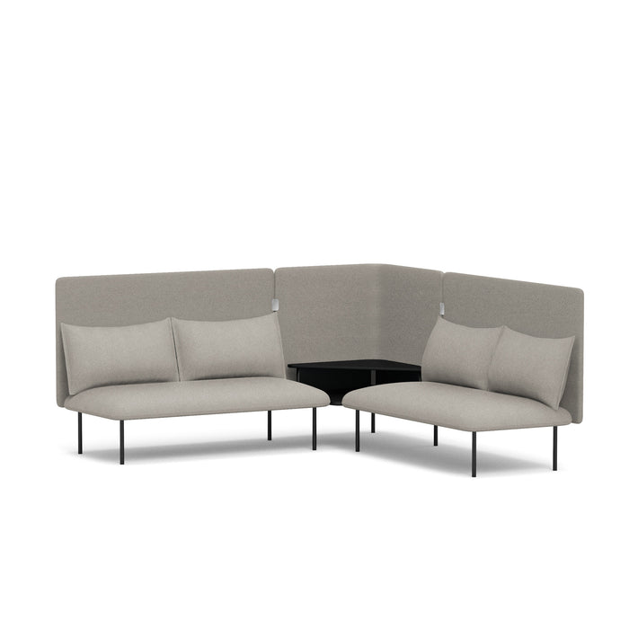 Modern L-shaped sectional sofa in neutral color with clean lines on a white background. (Gray-Gray)