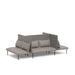 Modern grey fabric sectional sofa with side platform on white background. (Gray-Gray)