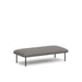 Modern gray fabric oval bench with black metal legs on white background. (Gray)