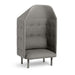 Modern high-back grey armchair with tufted details on a white background. (Gray-Gray)