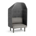 High-back gray privacy armchair with tufted upholstery on white background. (Gray-Dark Gray)