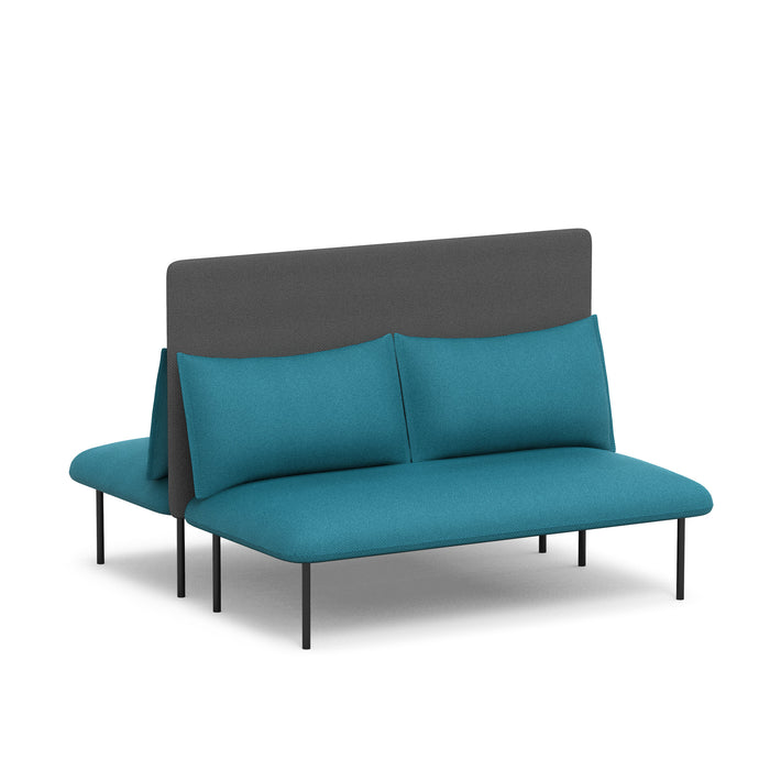 Modern blue sofa with grey backrest on white background (Teal-Dark Gray)