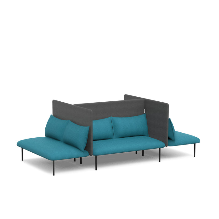Modern blue and gray modular sofa on white background. (Teal-Dark Gray)